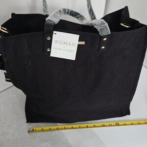 Ralph‎ Lauren Women's Tote Bag Black Canvas Shoulder Bag Handbag Purse NEW